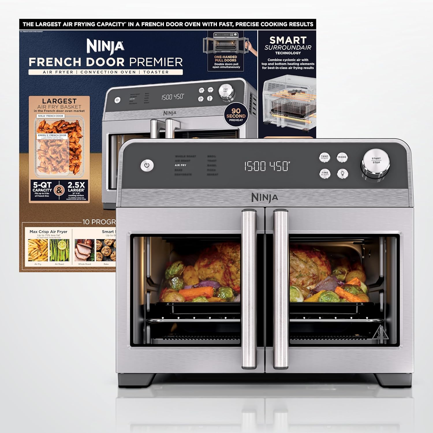 Ninja French Door Premier Air fry Oven, 10-in-1 functions, 20.3-qt capacity, FO101