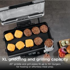 Ninja Sizzle Pro XL 20-Inch Indoor Griddle + Grill, Detachable Ventilated Lid, Silver, GX101