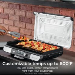 Ninja Sizzle Pro XL 20-Inch Indoor Griddle + Grill, Detachable Ventilated Lid, Silver, GX101