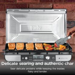 Ninja Sizzle Pro XL 20-Inch Indoor Griddle + Grill, Detachable Ventilated Lid, Silver, GX101