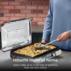 Ninja Sizzle Pro XL 20-Inch Indoor Griddle + Grill, Detachable Ventilated Lid, Silver, GX101