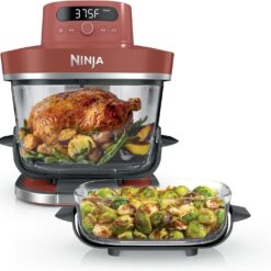 Ninja Crispi Pro 6-in-1 Glass Air Fryer, 450°F, Nontoxic, 6qt & 2.5qt Containers & Lids, Amber, AS101OR