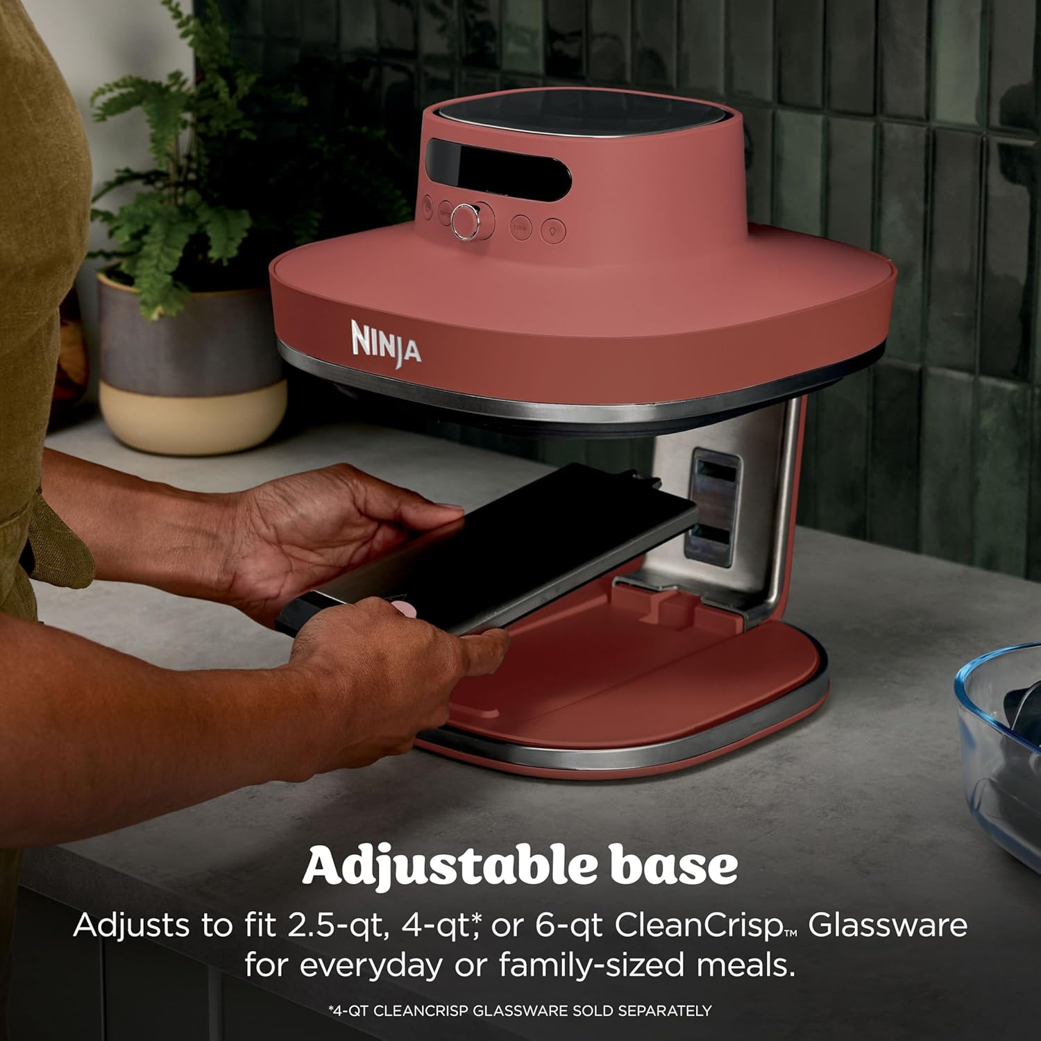 Ninja Crispi Pro 6-in-1 Glass Air Fryer, 450°F, Nontoxic, 6qt & 2.5qt Containers & Lids, Amber, AS101OR