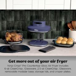 Ninja Crispi Pro 6-in-1 Glass Air Fryer, 450°F, Nontoxic, 6qt & 2.5qt Containers & Lids, Amethyst, AS101PU1