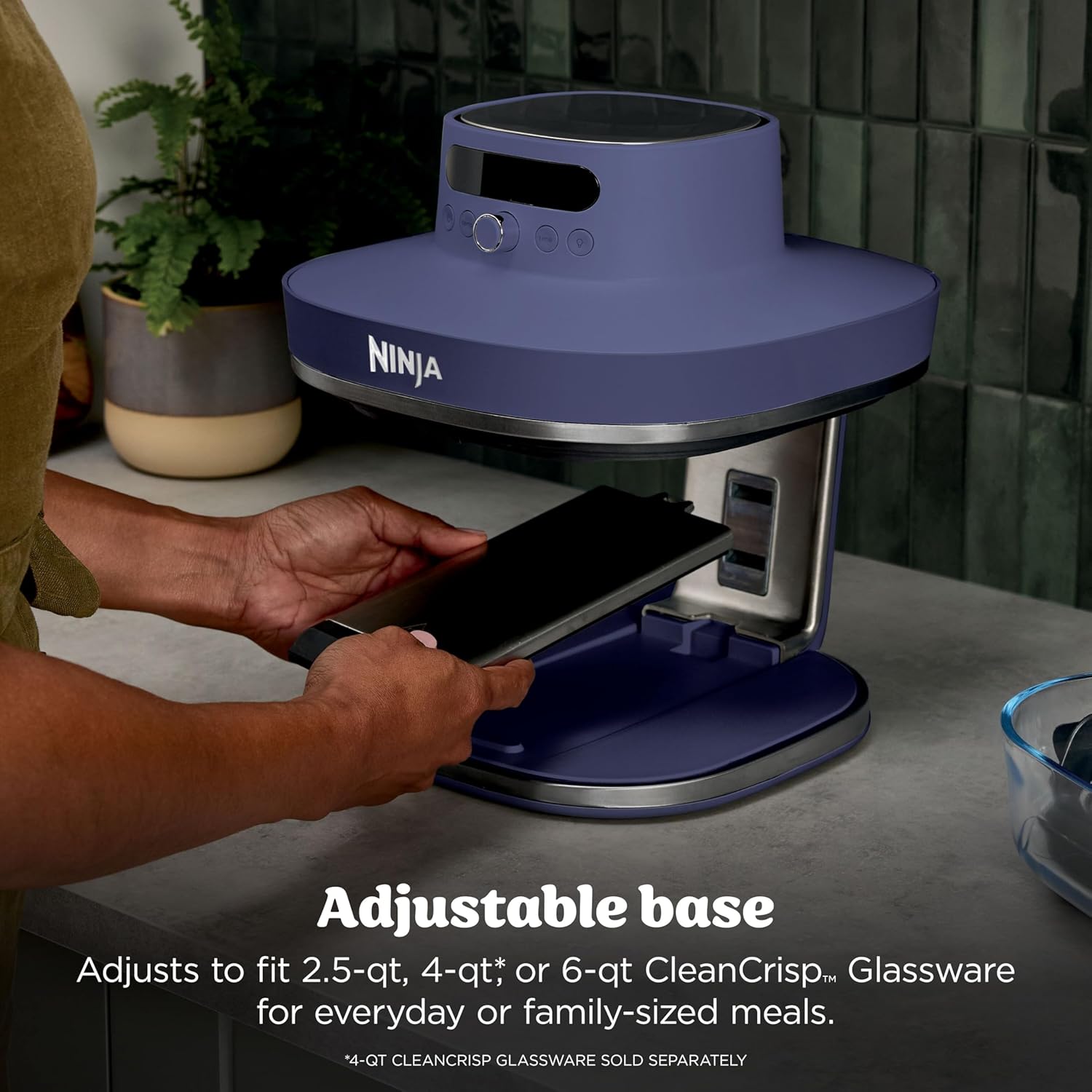 Ninja Crispi Pro 6-in-1 Glass Air Fryer, 450°F, Nontoxic, 6qt & 2.5qt Containers & Lids, Amethyst, AS101PU1