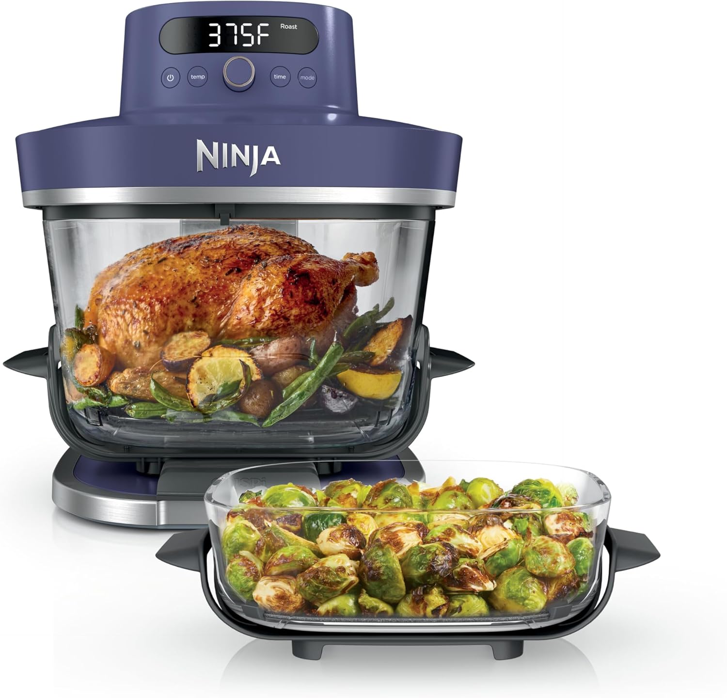 Ninja Crispi Pro 6-in-1 Glass Air Fryer, 450°F, Nontoxic, 6qt & 2.5qt Containers & Lids, Amethyst, AS101PU1