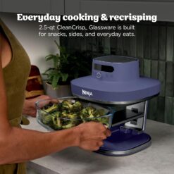 Ninja Crispi Pro 6-in-1 Glass Air Fryer, 450°F, Nontoxic, 6qt & 2.5qt Containers & Lids, Amethyst, AS101PU1