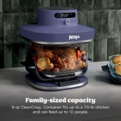 Ninja Crispi Pro 6-in-1 Glass Air Fryer, 450°F, Nontoxic, 6qt & 2.5qt Containers & Lids, Amethyst, AS101PU1