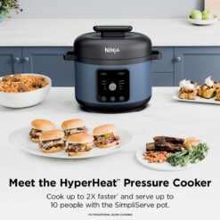 Ninja HyperHeat 9-in-1 6.5-qt Pressure Cooker, Powerful 1200-Watt, Blue Macaron, PC201