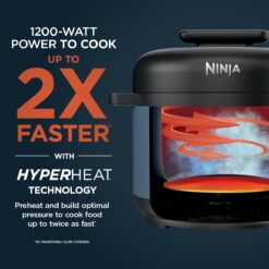 Ninja HyperHeat 9-in-1 6.5-qt Pressure Cooker, Powerful 1200-Watt, Blue Macaron, PC201