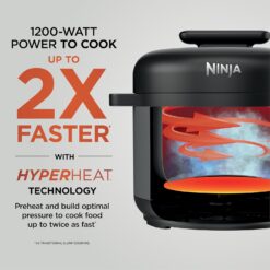 Ninja HyperHeat 9-in-1 6.5-qt Pressure Cooker, Powerful 1200-Watt, Grey, PC201GY