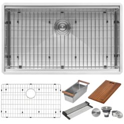 Ruvati Roma Undermount 33-in x 19-in Stainless steel Single bowl 16 -Gauge Workstation Kitchen Sink