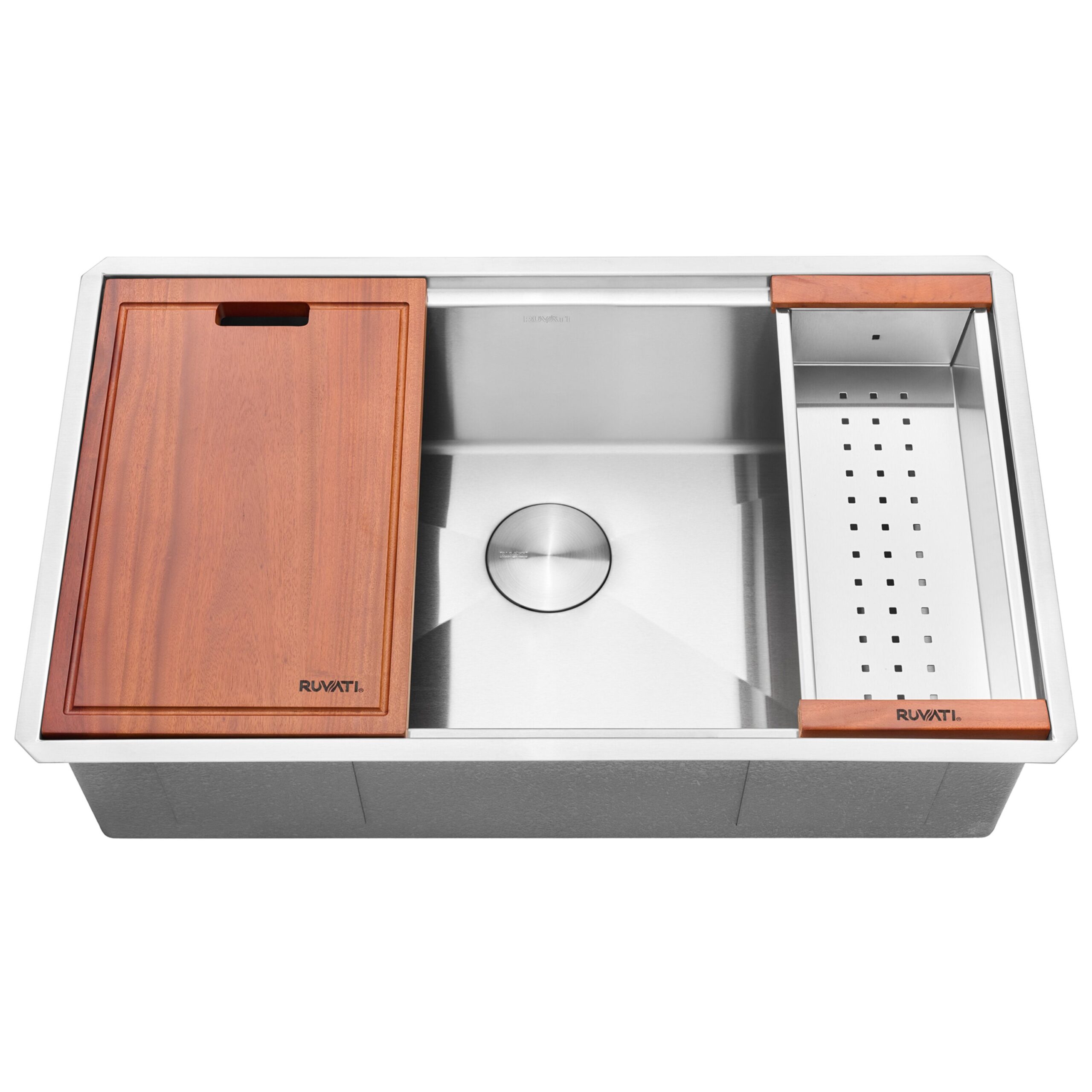 Ruvati Roma Undermount 33-in x 19-in Stainless steel Single bowl 16 -Gauge Workstation Kitchen Sink