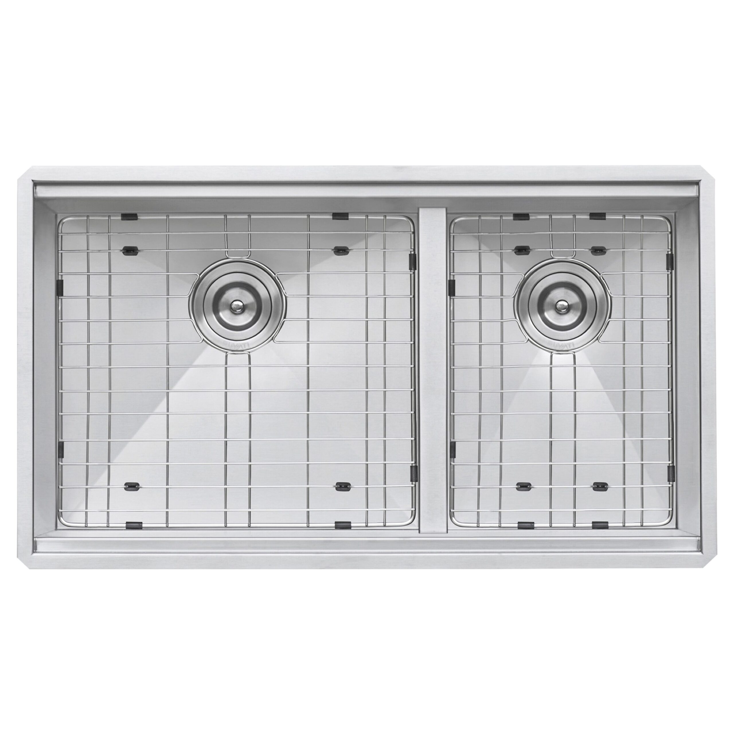 Ruvati Roma Undermount 33-in x 19-in Stainless steel Double offset bowl 16 -Gauge Workstation Kitchen Sink