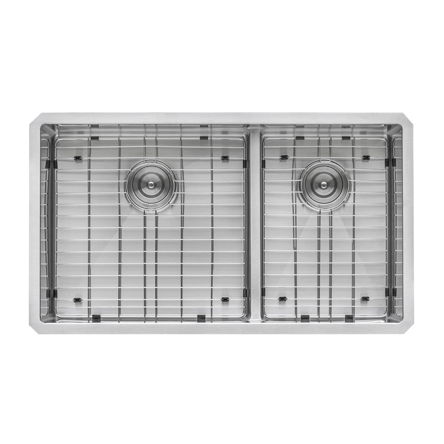 Ruvati Urbana Undermount 33-in x 19-in Stainless steel Double offset bowl 16 -Gauge Kitchen Sink