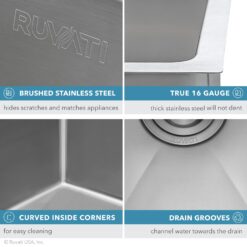 Ruvati Urbana Undermount 33-in x 19-in Stainless steel Double offset bowl 16 -Gauge Kitchen Sink