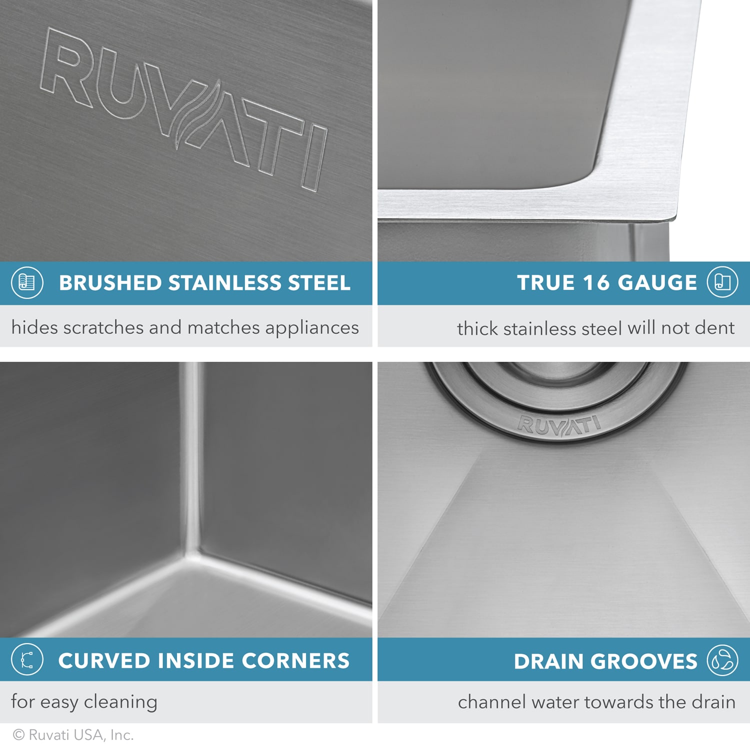 Ruvati Urbana Undermount 33-in x 19-in Stainless steel Double offset bowl 16 -Gauge Kitchen Sink