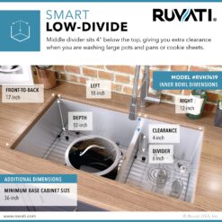 Ruvati Urbana Undermount 33-in x 19-in Stainless steel Double offset bowl 16 -Gauge Kitchen Sink