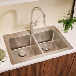Ruvati Modena Drop-in 33-in x 22-in Stainless steel Double equal bowl 16 -Gauge Kitchen Sink
