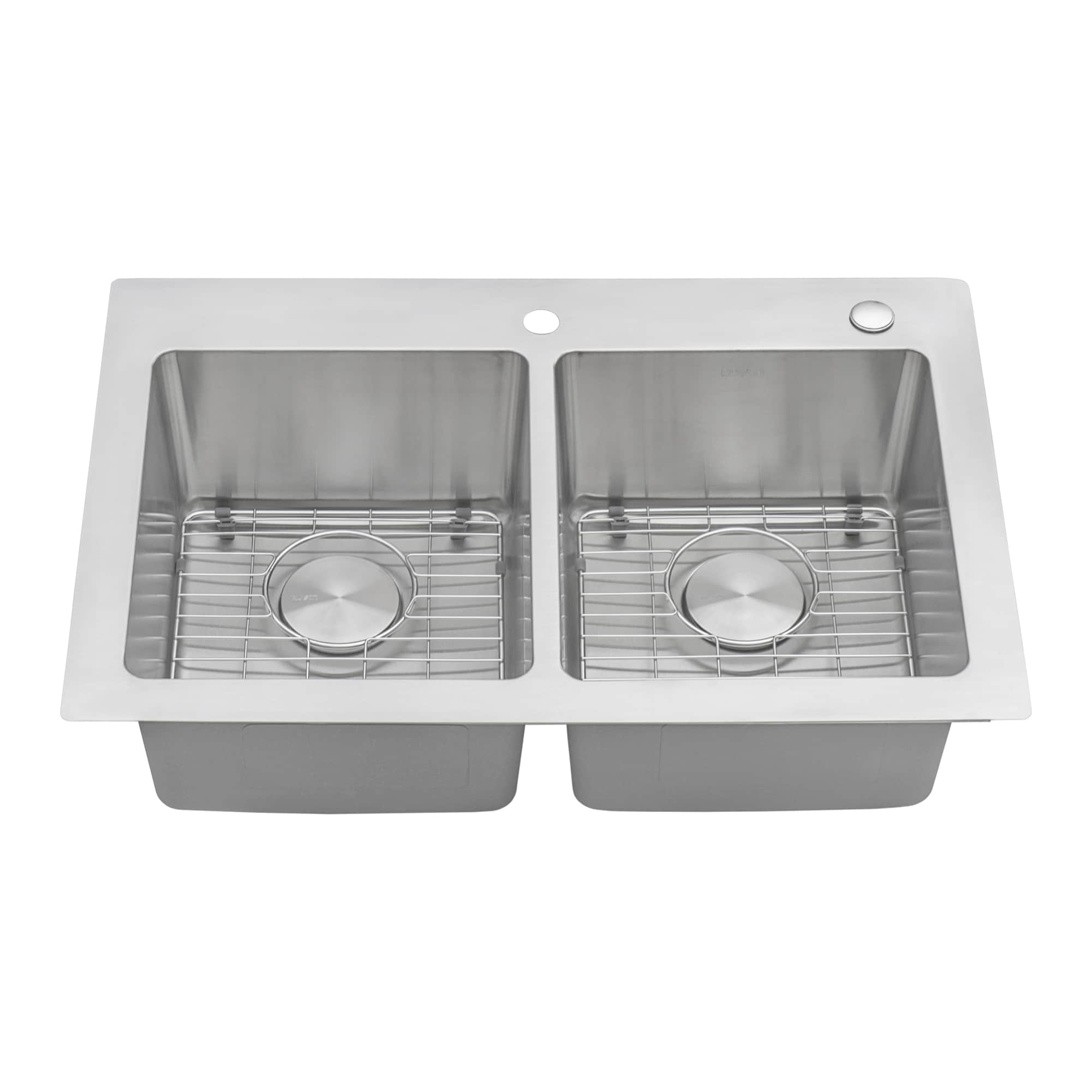 Ruvati Modena Drop-in 33-in x 22-in Stainless steel Double equal bowl 16 -Gauge Kitchen Sink