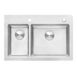 Ruvati Modena Drop-in 33-in x 22-in Stainless steel Double offset bowl 16 -Gauge Kitchen Sink