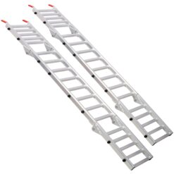 LUXEYARD Aluminum Ramp 1 400 LBS or Pair For Motorcycle or Lawn Mower or ATV Ramp and Tailgate Extender Combo 2 in 1 Multi purpose use Silver color