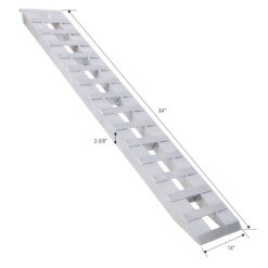 Tatayosi Heavy-Duty Ramps with Top Hook Attaching End Universal Loading Ramp for Motorcycle Tractor ATV/UT 84 X 14 Incheses 6600 LBS 1 Pair 2 Ramps Silver Aluminum