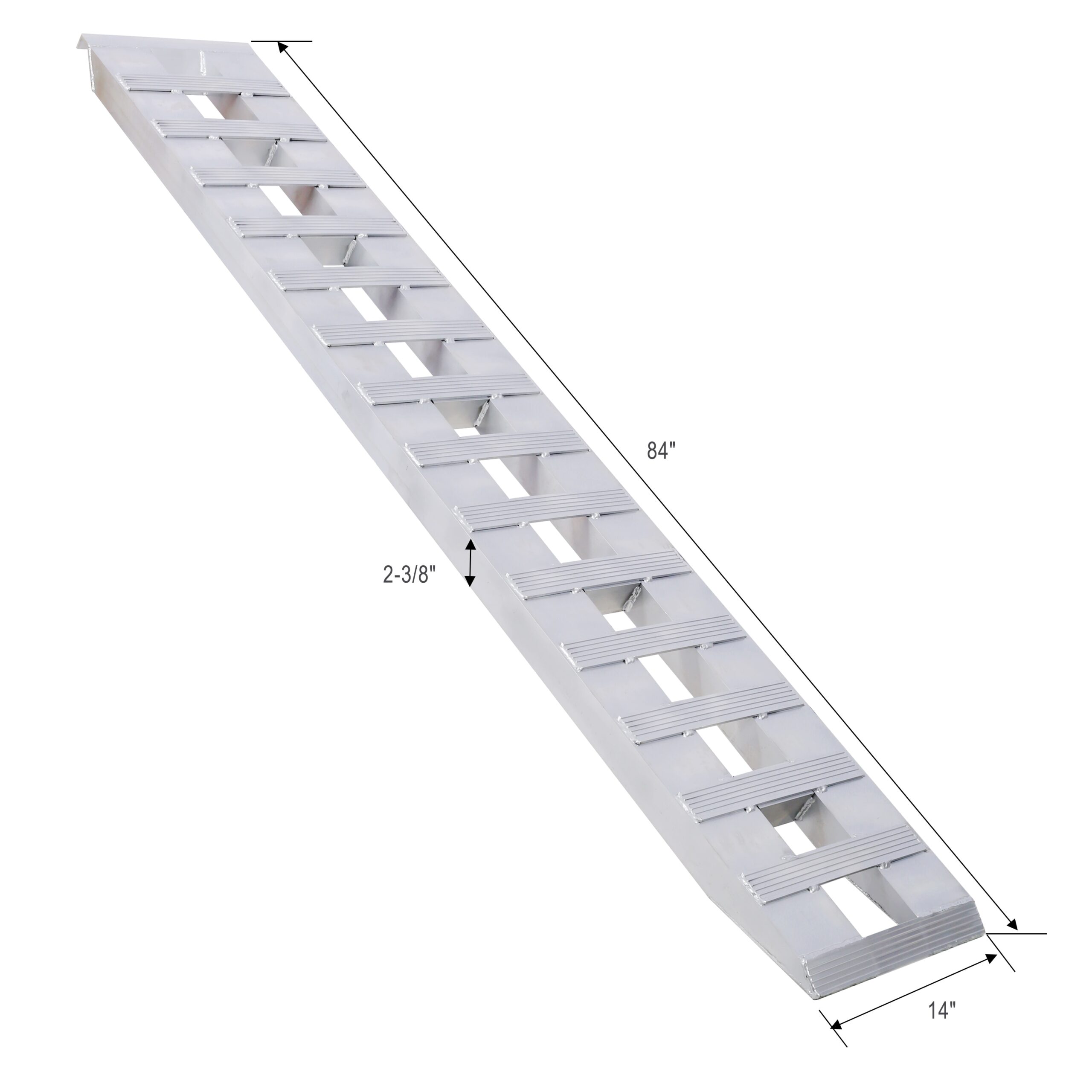 Tatayosi Heavy-Duty Ramps with Top Hook Attaching End Universal Loading Ramp for Motorcycle Tractor ATV/UT 84 X 14 Incheses 6600 LBS 1 Pair 2 Ramps Silver Aluminum