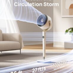 DREO Smart Fan for Bedroom, 120° +120° Omni-Directional Oscillating Fans, 100ft Quiet Pedestal Fan, White