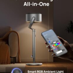 DREO Smart Fans for Bedroom, 120° +120° Omni-Directional Oscillating Fan, 100ft Quiet Pedestal Fan, Silver