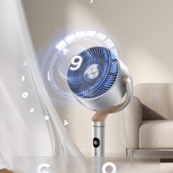 DREO Smart Fans for Bedroom, 120° +120° Omni-Directional Oscillating Fan, 100ft Quiet Pedestal Fan, Silver