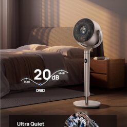 DREO Smart Fans for Bedroom, 120° +120° Omni-Directional Oscillating Fan, 100ft Quiet Pedestal Fan, Starlight