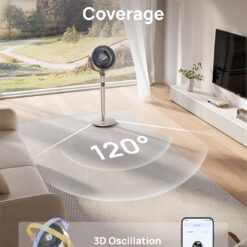 DREO Smart Fans for Bedroom, 120° +120° Omni-Directional Oscillating Fan, 100ft Quiet Pedestal Fan, Starlight