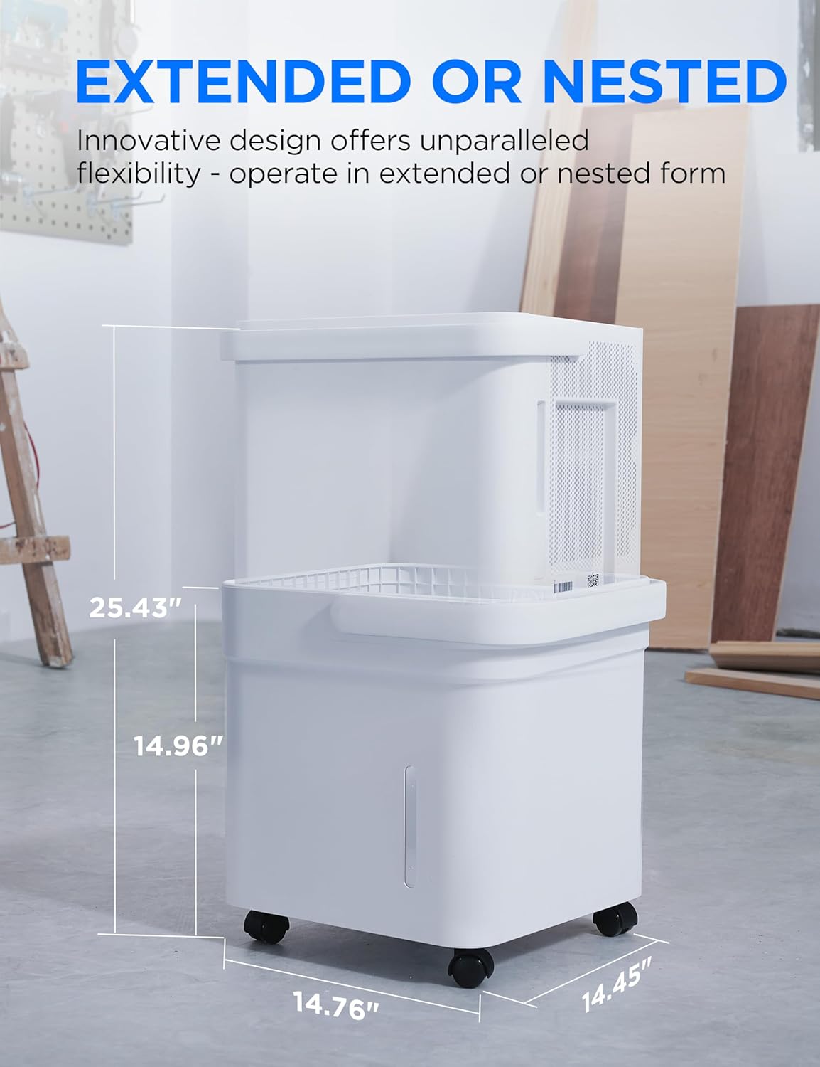 Midea Cube 50 Pint Dehumidifier for Basement and Rooms at Home for up to 4,500 Sq. Ft., Smart Control, Compatible with Alexa (White), Drain Hose Included