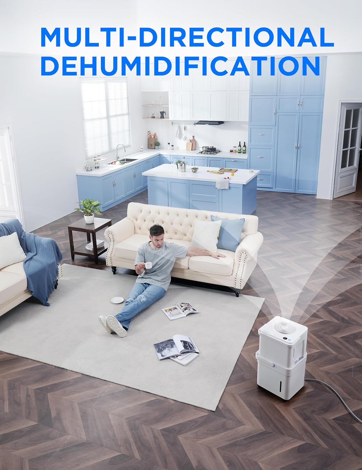 Midea Cube 50 Pint Dehumidifier for Basement and Rooms at Home for up to 4,500 Sq. Ft., Smart Control, Compatible with Alexa (White), Drain Hose Included