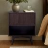 Teamson Home Tremolo 20″ Wide Bedside Nightstand with 1 Drawer & Open Shelf, Fluted Front & Contemporary Style with Solid Rubber Wood Feet, Dual Storage & Push-Open Design for Bedrooms, Espresso