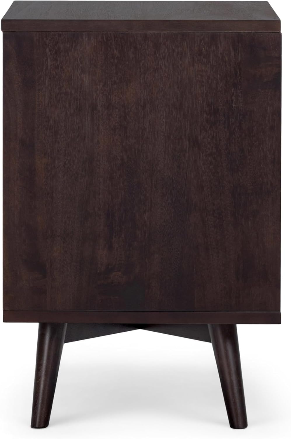 Teamson Home Tremolo 20″ Wide Bedside Nightstand with 1 Drawer & Open Shelf, Fluted Front & Contemporary Style with Solid Rubber Wood Feet, Dual Storage & Push-Open Design for Bedrooms, Espresso