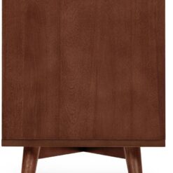 Teamson Home Tremolo 20″ Wide Bedside Nightstand with 1 Drawer & Open Shelf, Fluted Front & Contemporary Style with Solid Rubber Wood Feet, Dual Storage & Push-Open Design for Bedrooms, Walnut