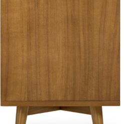Teamson Home Tremolo 20″ Wide Bedside Nightstand with 1 Drawer & Open Shelf, Fluted Front & Contemporary Style with Solid Rubber Wood Feet, Dual Storage & Push-Open Design for Bedrooms, Natural