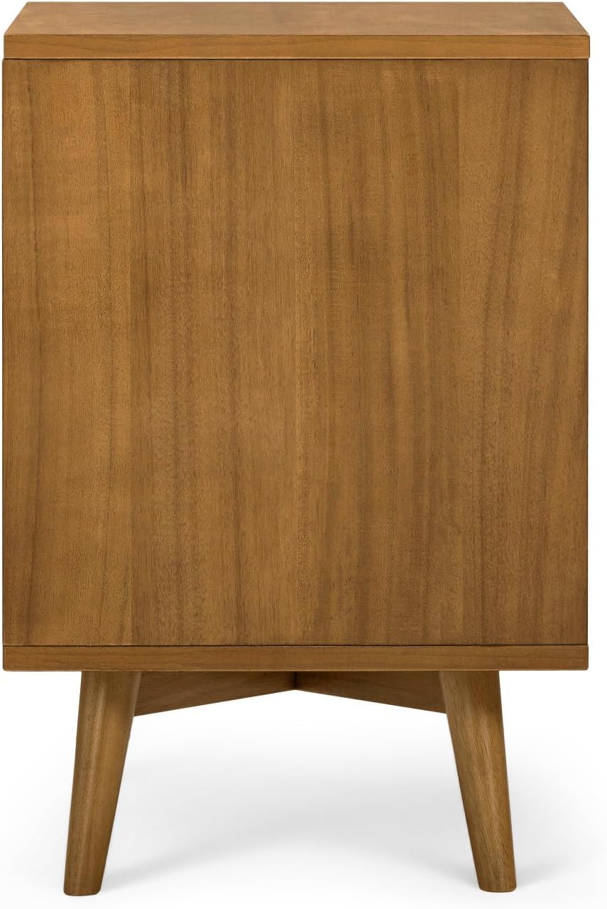 Teamson Home Tremolo 20″ Wide Bedside Nightstand with 1 Drawer & Open Shelf, Fluted Front & Contemporary Style with Solid Rubber Wood Feet, Dual Storage & Push-Open Design for Bedrooms, Natural
