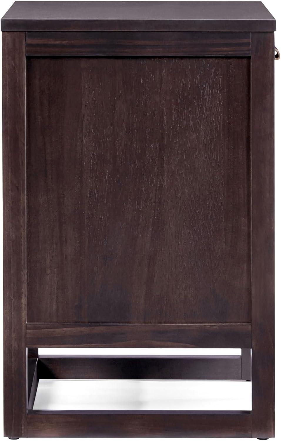 Teamson Home Hatteras 20" W Nightstand with 1 Deep Drawer and Open Shelf Storage in Coastal Modern Style, Ball Bearing Glides, Pine Wood Frames and MDF with Rattan, Black Finish