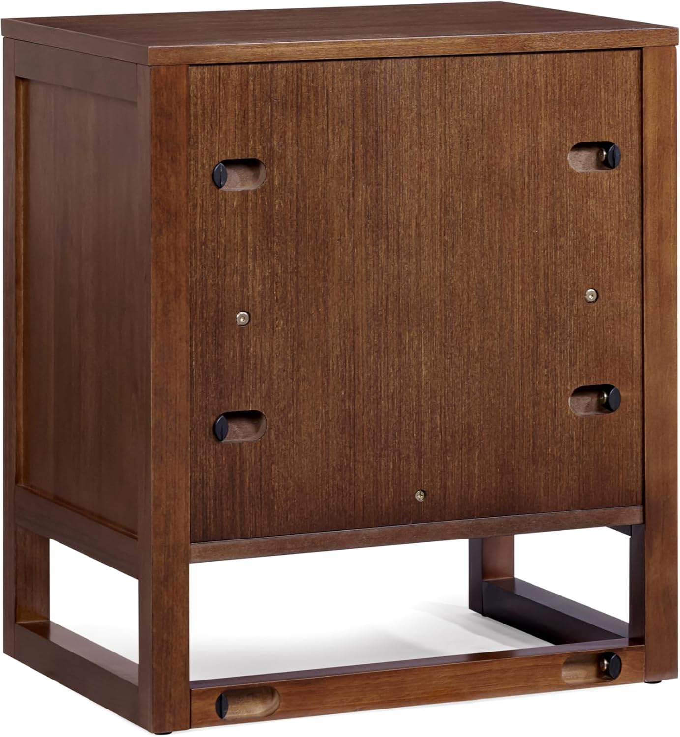 Teamson Home Hatteras 20" W Nightstand with 1 Deep Drawer and Open Shelf Storage in Coastal Modern Style, Ball Bearing Glides, Pine Wood Frames and MDF with Rattan, Walnut Finish