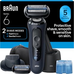 Braun Electric Razor for Men Series 6 with Precision Trimmer, Extra Shaver Head, 4-in-1 Clean & Charge Center, Travel Case, S6 6177ps