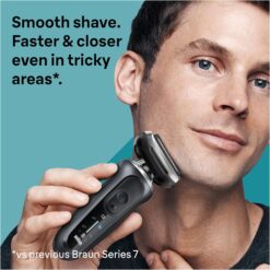 Braun Electric Shaver for Men, Series 7 7127cs, Wet & Dry Shave, Turbo & Gentle Shaving Modes, Waterproof Foil Shaver, Engineered in Germany, with Beard Trimmer, Charging Stand, Space Grey