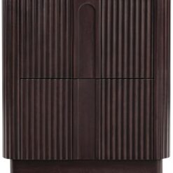 Teamson Home Potomac 20'' W Modern Storage 2-Drawer Push to Open Nightstand with Solid Wood Frame, Bedside Table Bedroom Furniture with Reeding Pattern in Scandinavian Style, Espresso