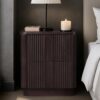 Teamson Home Potomac 20'' W Modern Storage 2-Drawer Push to Open Nightstand with Solid Wood Frame, Bedside Table Bedroom Furniture with Reeding Pattern in Scandinavian Style, Espresso