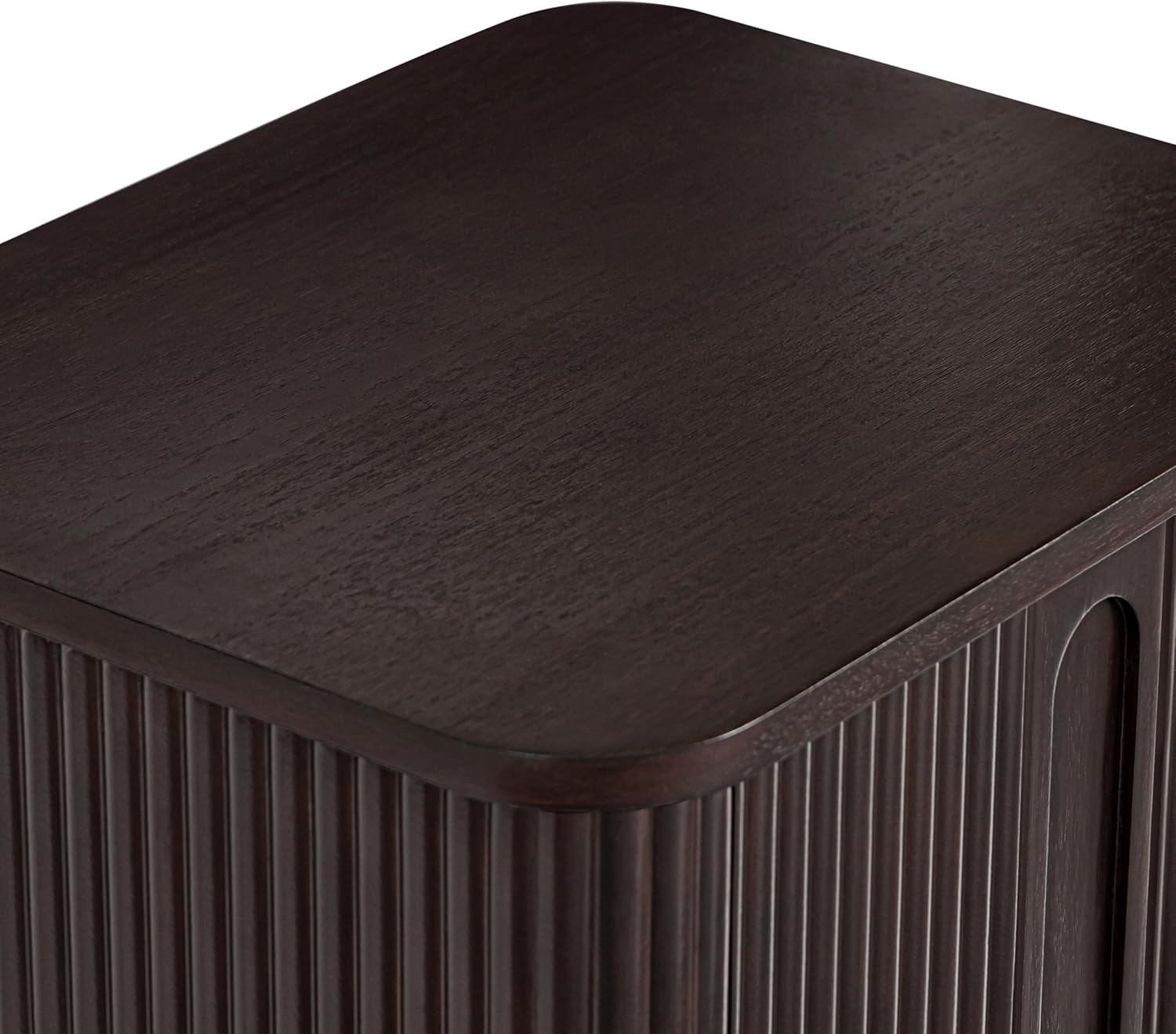 Teamson Home Potomac 20'' W Modern Storage 2-Drawer Push to Open Nightstand with Solid Wood Frame, Bedside Table Bedroom Furniture with Reeding Pattern in Scandinavian Style, Espresso