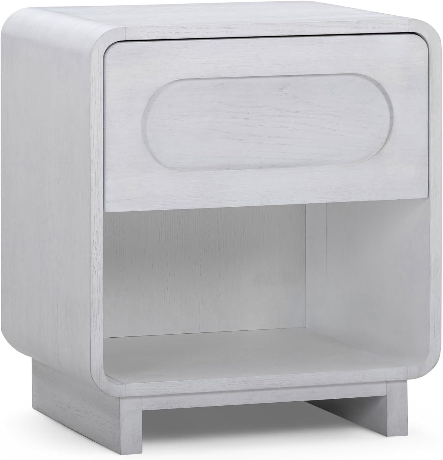 Teamson Home Tenley 20" Wide Nightstand with 1-Drawer and Open Shelf, Modern Bedside Table for Bedroom or Guest Room, Mid Century Design and Rounded Corners, White