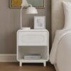 Teamson Home Tenley 20" Wide Nightstand with 1-Drawer and Open Shelf, Modern Bedside Table for Bedroom or Guest Room, Mid Century Design and Rounded Corners, White
