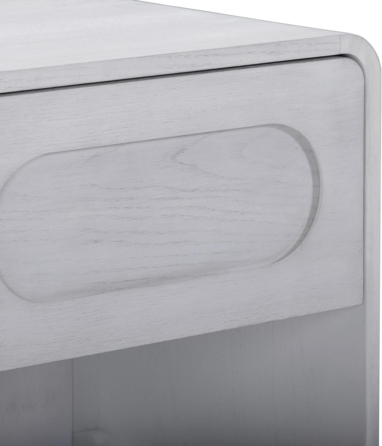 Teamson Home Tenley 20" Wide Nightstand with 1-Drawer and Open Shelf, Modern Bedside Table for Bedroom or Guest Room, Mid Century Design and Rounded Corners, White